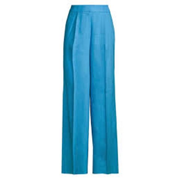 Milly Noelani Linen Blend Wide Leg Pleated Pants Sky Blue 17OP80 Size 6 NEW NWT - Picture 4 of 6